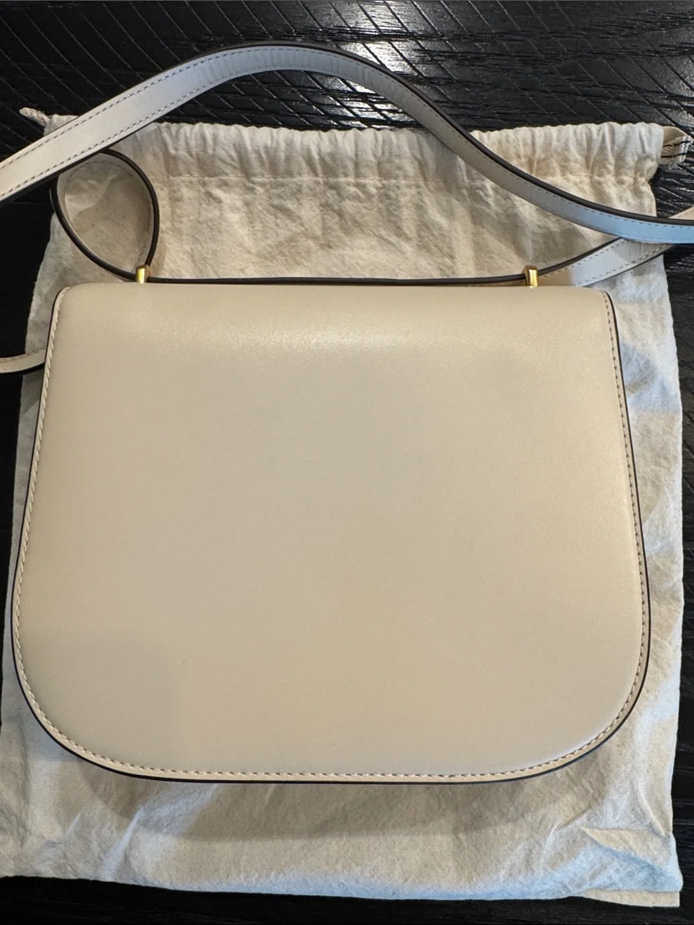 Tory Burch Cream Eleanor Crossbody Slim Saddle Bag